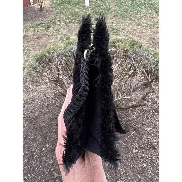 Rothy's convertible shoulder clutch blue black fringe bow bag coquette - Picture 7 of 16